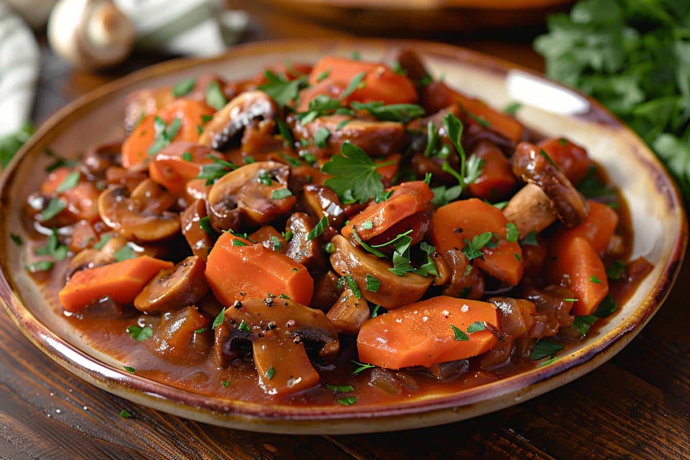 plat bourguignon végétalien riche en saveurs