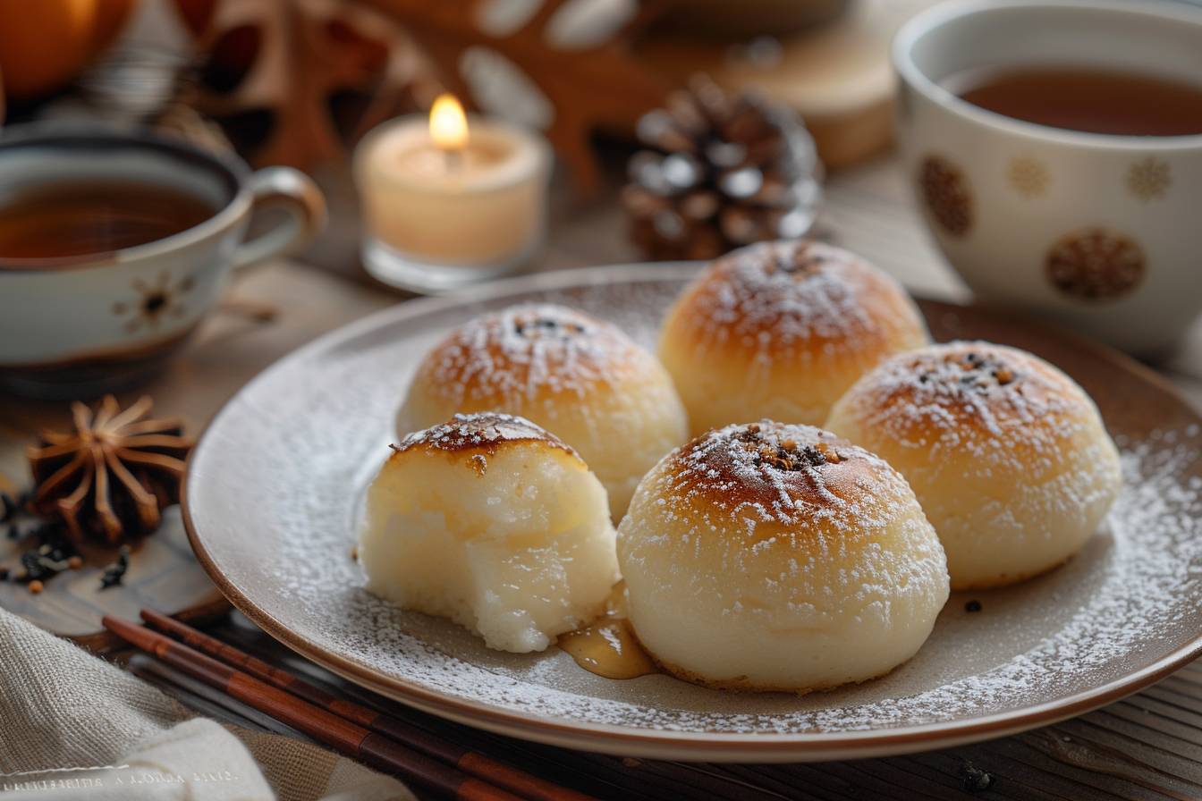 Gâteaux japonais aux marrons délicatement présentés  
Délicieux manjû aux marrons sur une jolie assiette