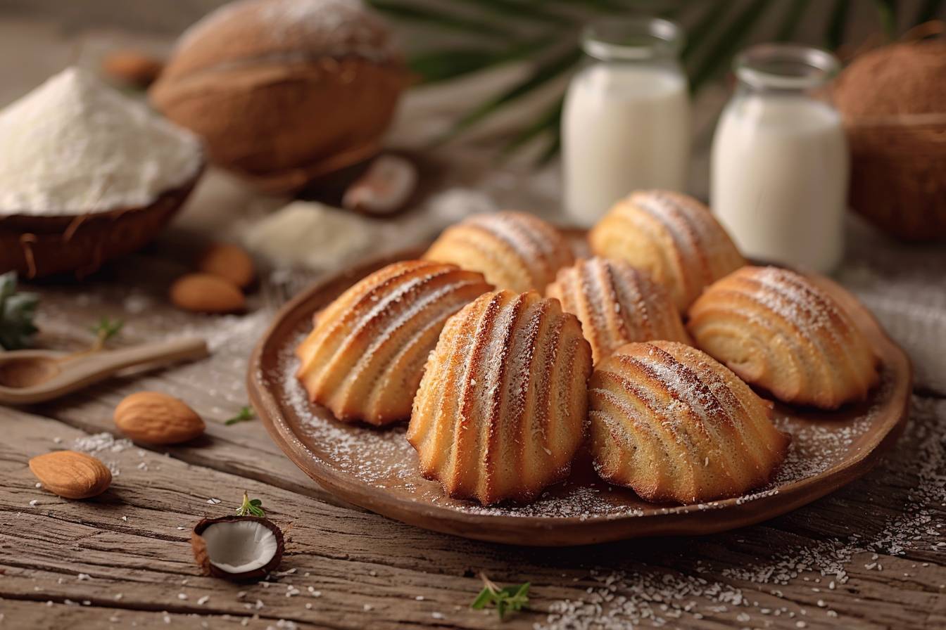 Madeleines vegan avec farine de coco dorées  
Délicieuses madeleines à la farine de coco moelleuses