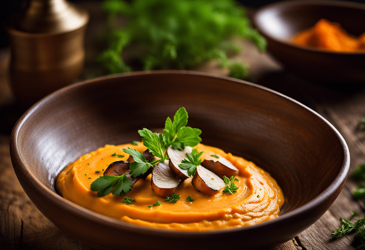 Purée onctueuse de topinambours et patate douce  
Mélange savoureux de topinambours et patate douce