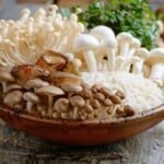 Riz japonais savoureux garni de champignons